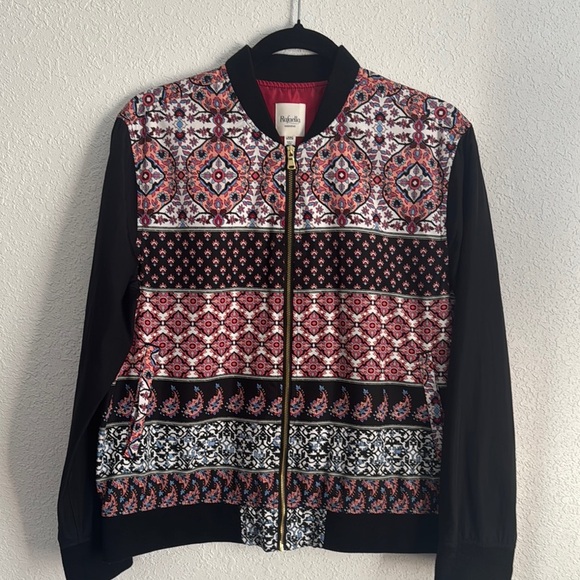 Rafaella Women's Black and Red Patterned Bomber Jacket - Picture 1 of 5